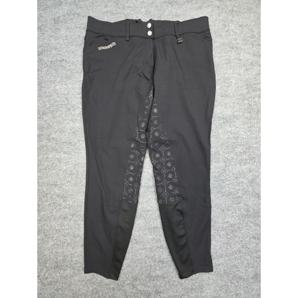 Romfh Silicone Full seat Grip Breeches 34R Black Riding Equestrian